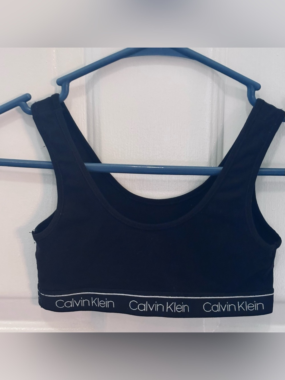 Calvin Klein - Girl’s Black Scoop Neck Logo Band Bralette - M (7/8) - Picture 3 of 5